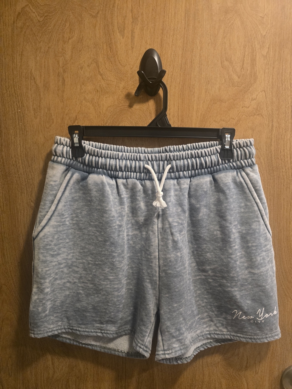 Vintage Light Blue Women's Drawstring Athletic Shorts - Size Medium Fit